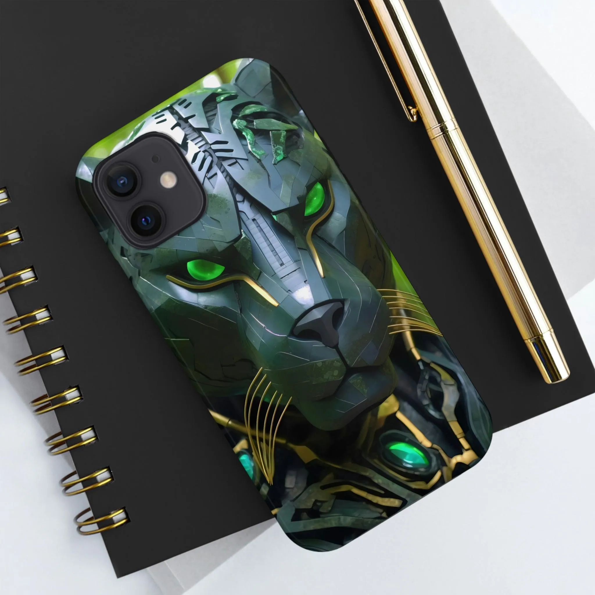 Obsidian Amazonian Black Panther Visionary Ai Art Phone Case - Tough, Unique, Custom Design by Alchemystics