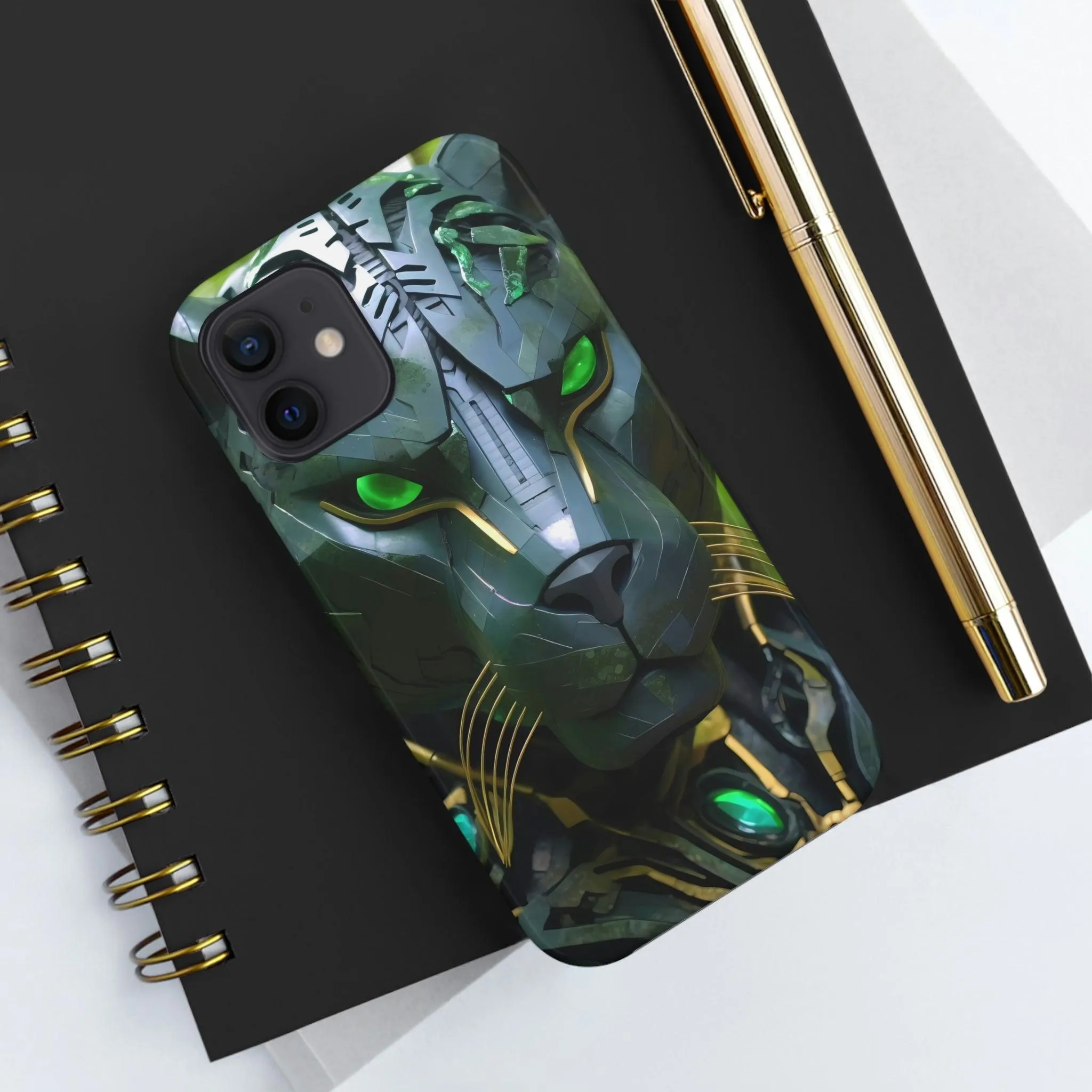 Obsidian Amazonian Black Panther Visionary Ai Art Phone Case - Tough, Unique, Custom Design by Alchemystics