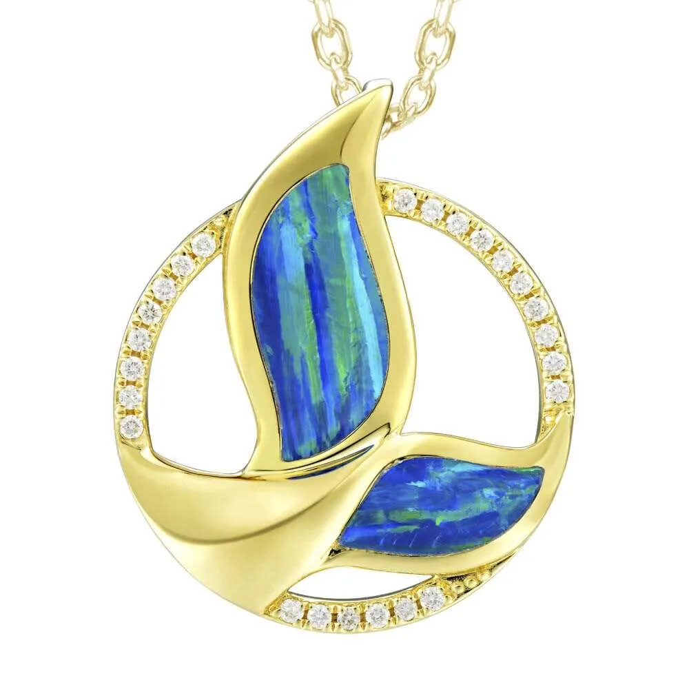 Opal Infinity Whale Tail Pendant