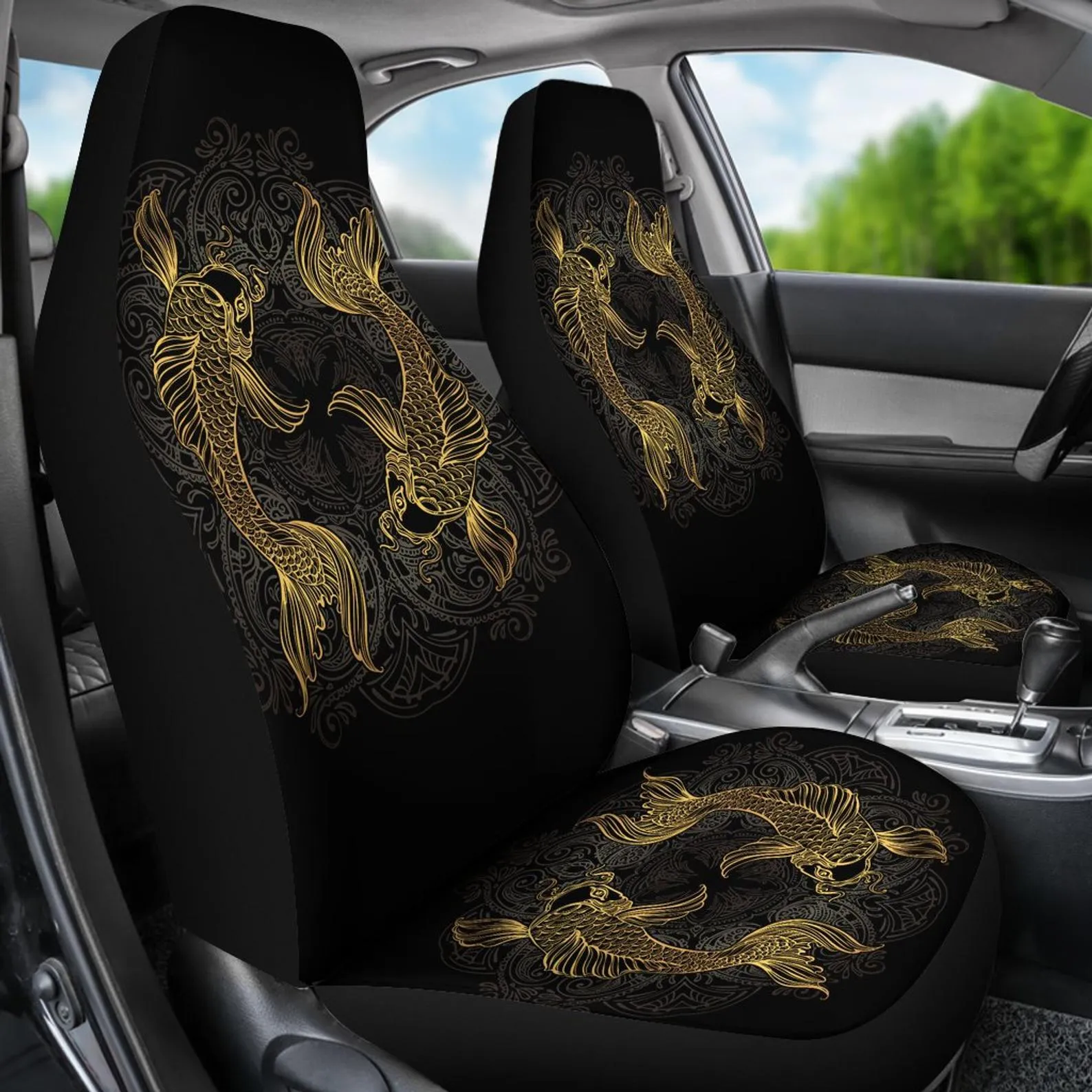 Pisces Zodiac (Fish) Car Seat Covers, Pisces Lover Front Car Cover Gift, Custom Car Seats, Pair Of Covers, Fish Car Seat Print Set