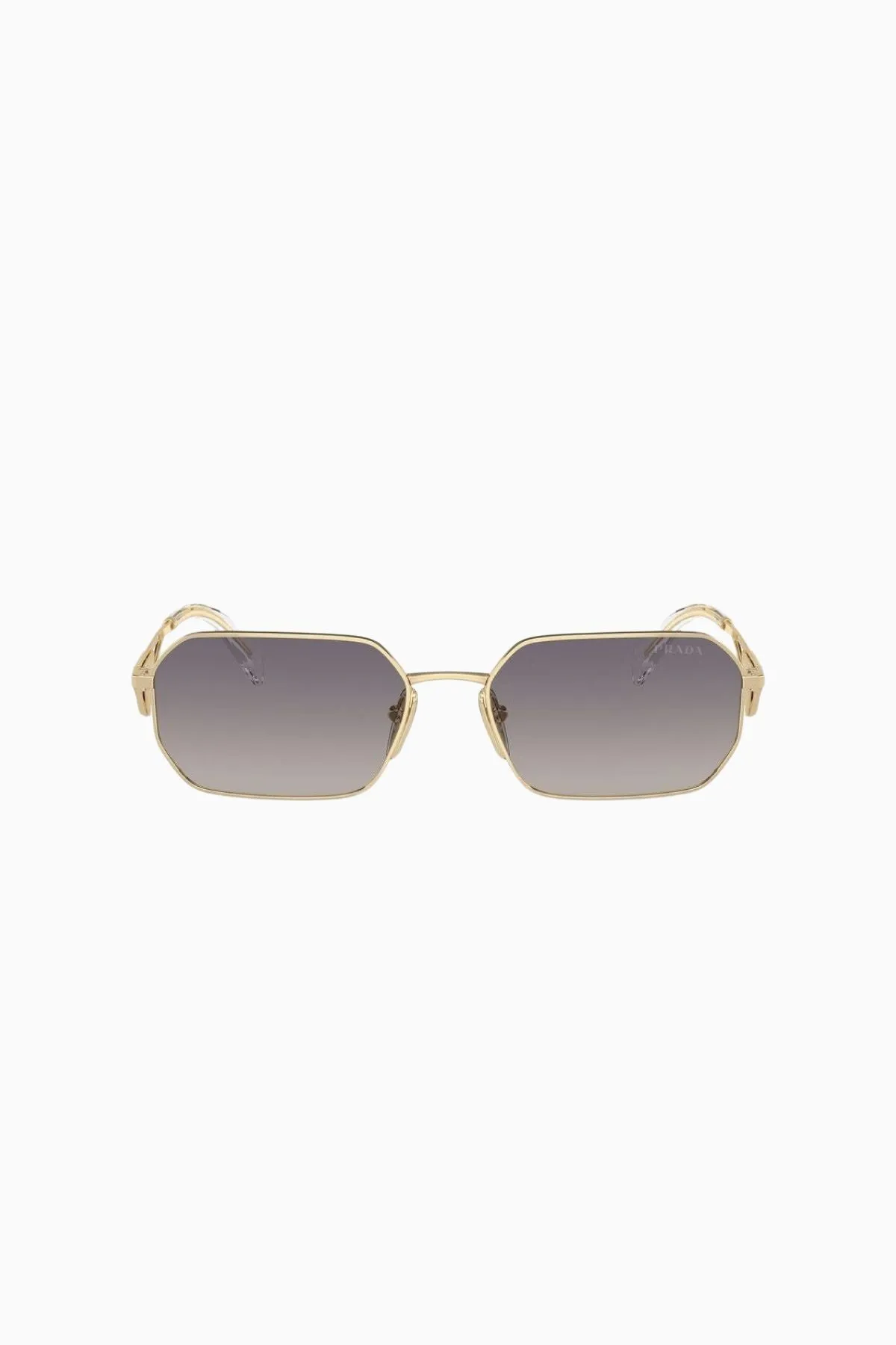 Prada Rectangle Wire Framed Sunglasses - Gold