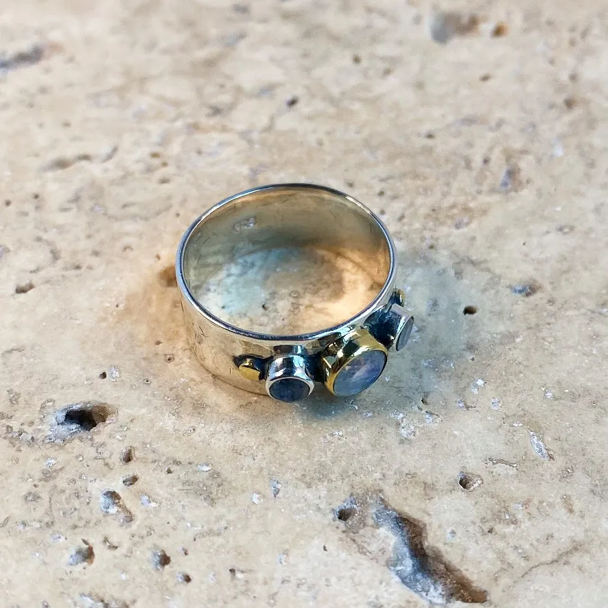 Rainbow Moonstone Gemstone Ring - Vermeil