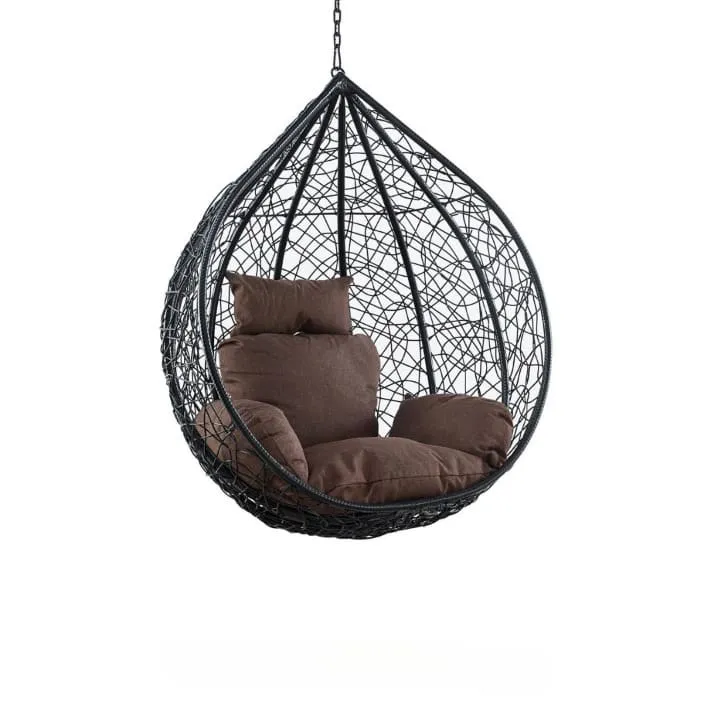 Rattan Hanging Hammock with Metal C-Stand, Porch Swing