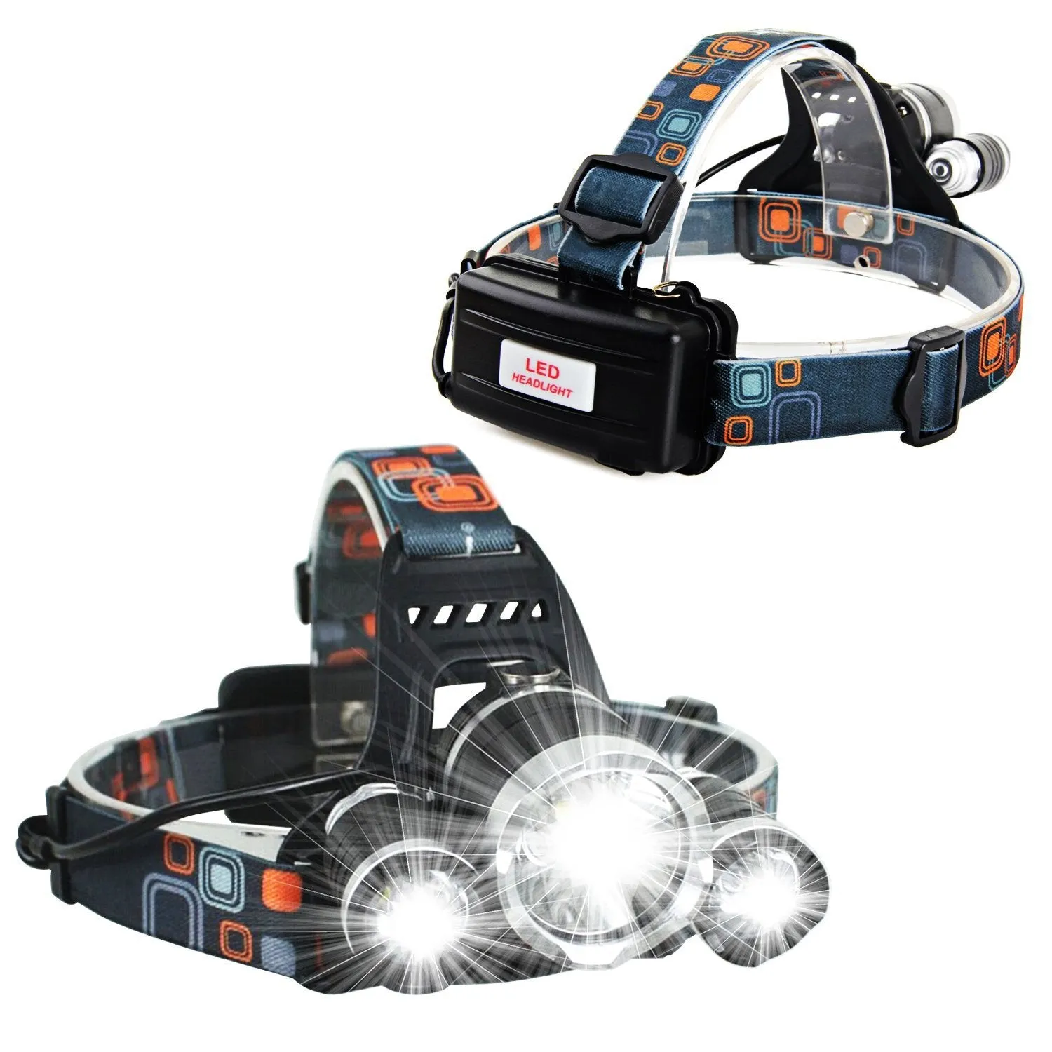 Rechargeable Zoom Led Headlamp Fishing Headlight Torch Hunting