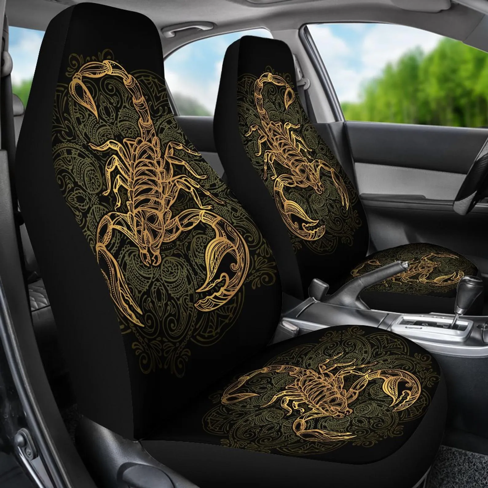 Scorpion (Scorpio) Car Seat Covers, Scorpion Lover Front Car Cover Gift, Custom Car Seats, Pair Of Covers, Scorpio Car Seat Print Set