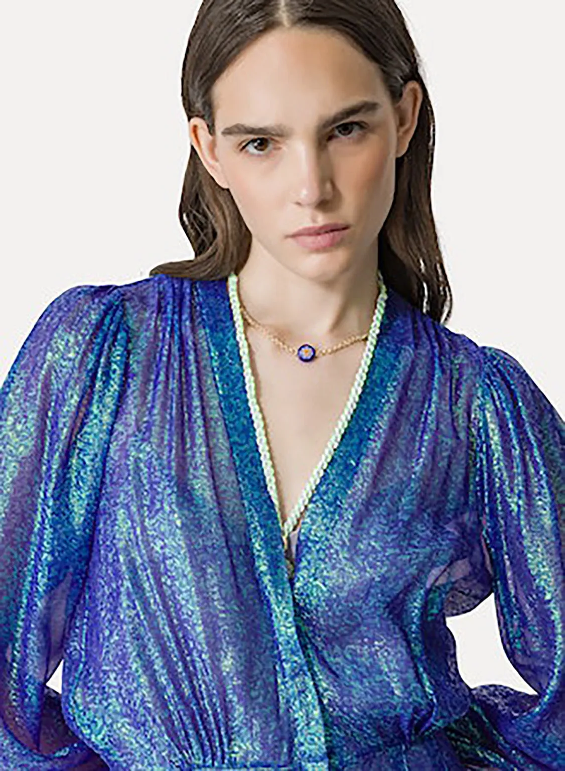 SHIRT DRESS IN IRIDESCENT SILK CHIFFON