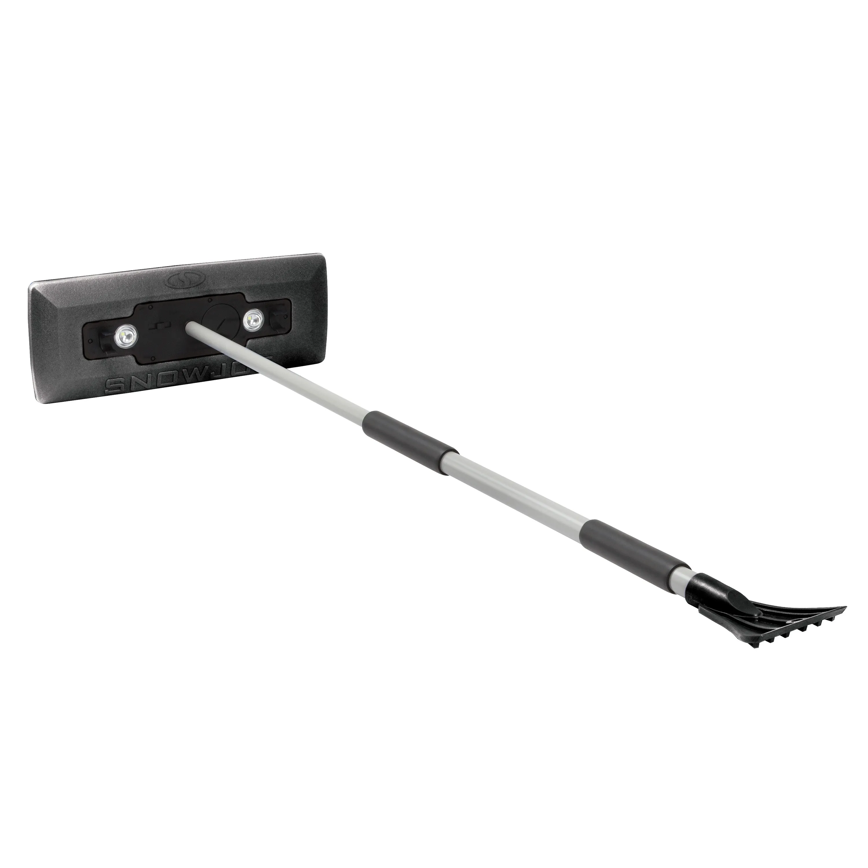 Snow Joe SJBLZD-LED-BLK 4-In-1 Telescoping Snow Broom   Ice Scraper | 18-Inch Foam Head | Headlights (Black)