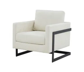 Stylish Cream and Black Fabric Accent Chair