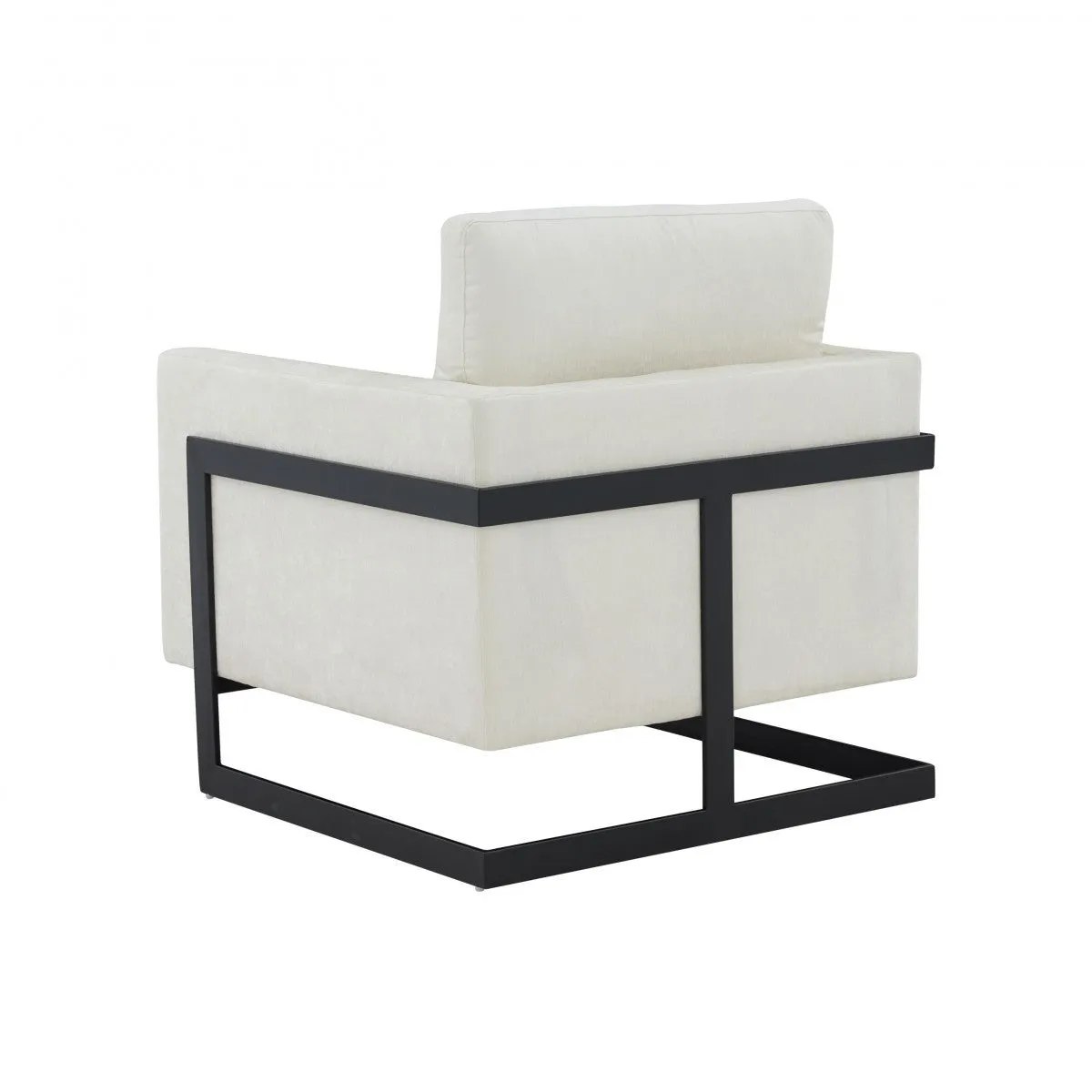 Stylish Cream and Black Fabric Accent Chair