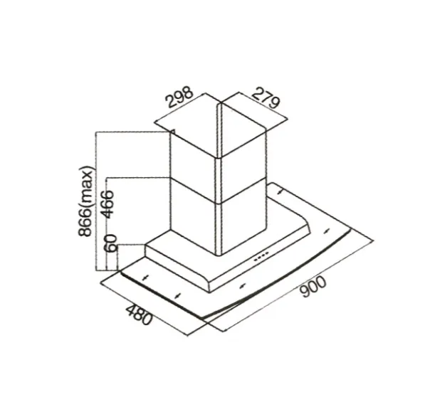 TECNO High Line Glass Chimney Hood (KA9808)