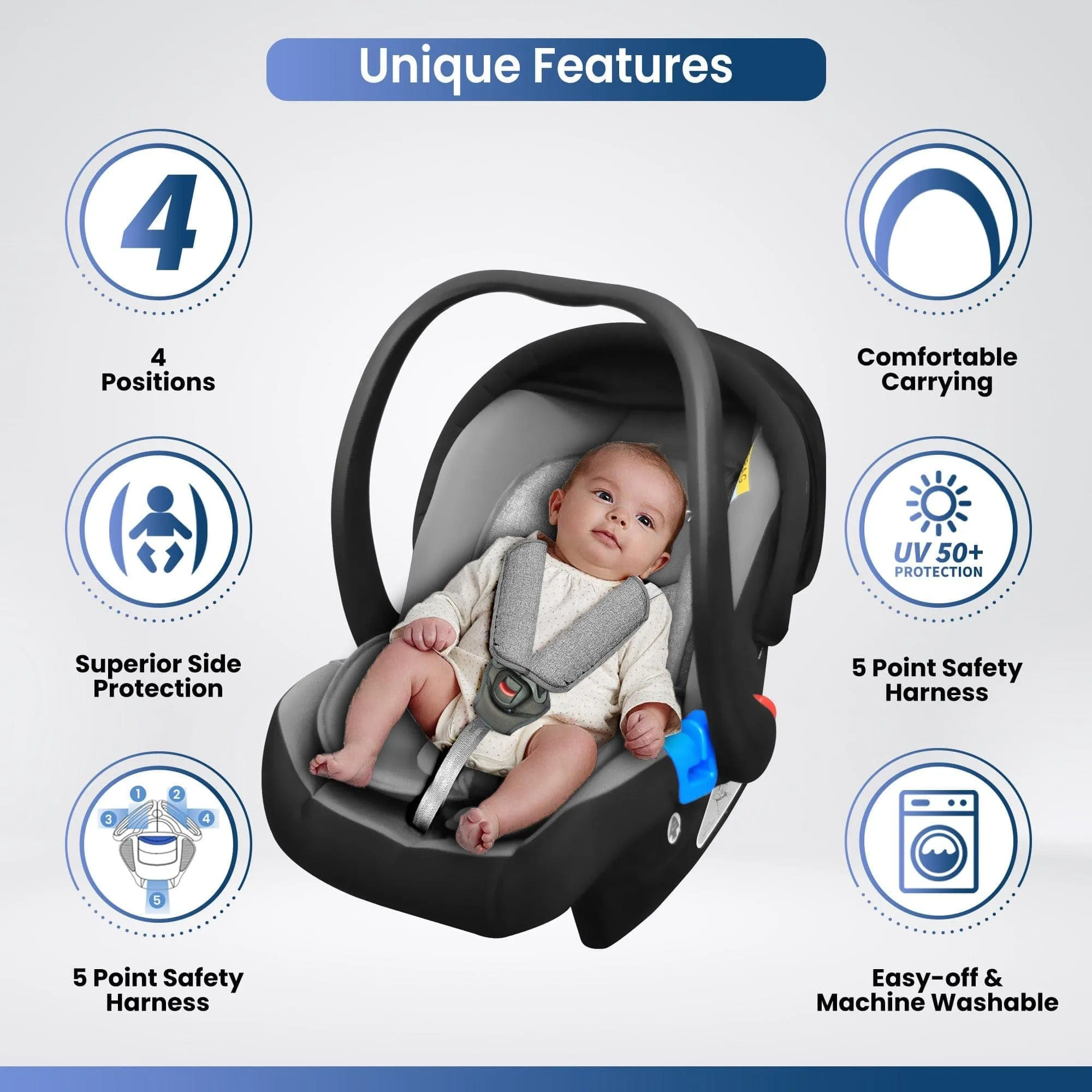 Trumom USA Infant Baby Car Seat, Carry Cot and Rocker with Canopy 2007 (0-13 kgs)