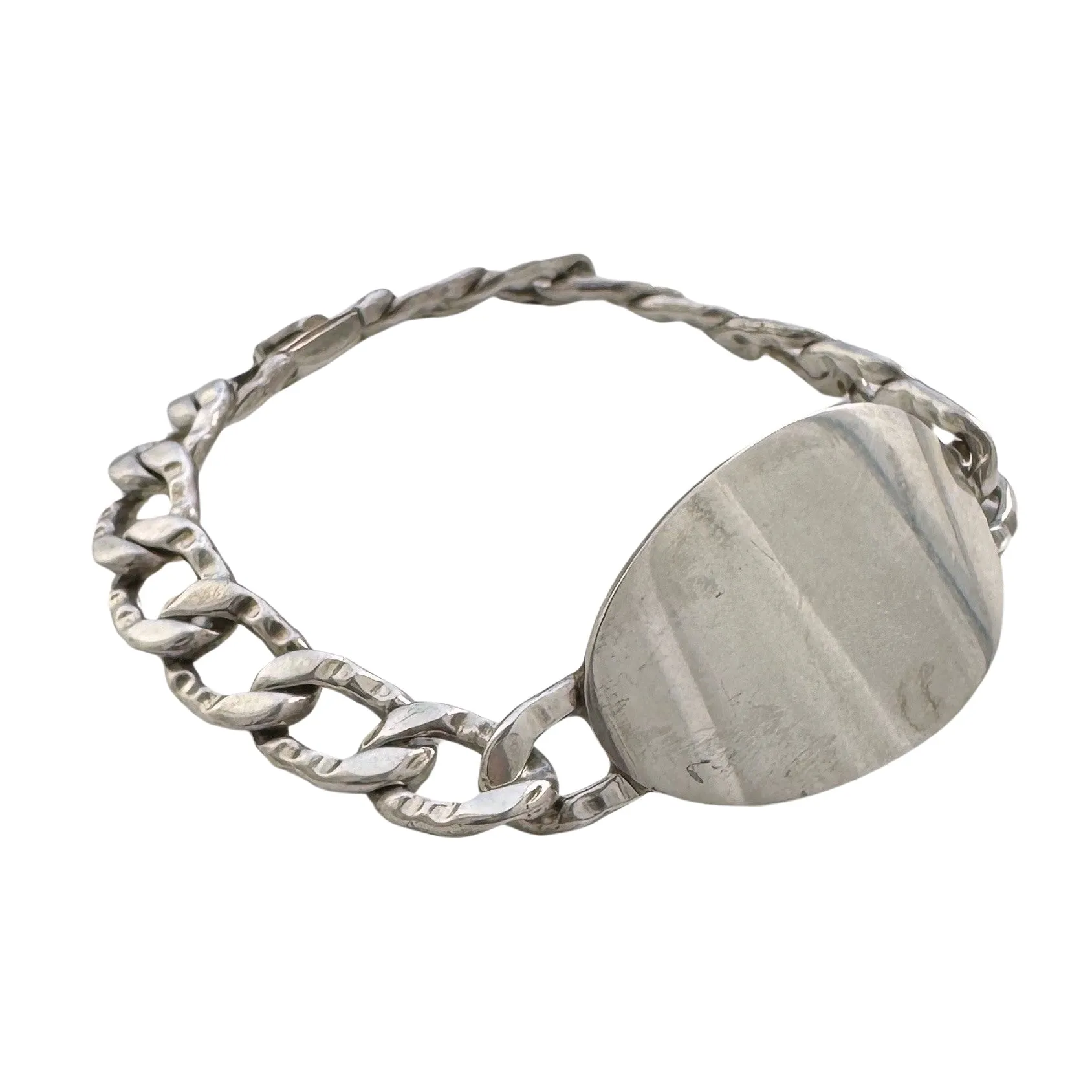 V I N T A G E // timeless ID / mid century sterling silver oval ID bracelet / 7.75, 37g