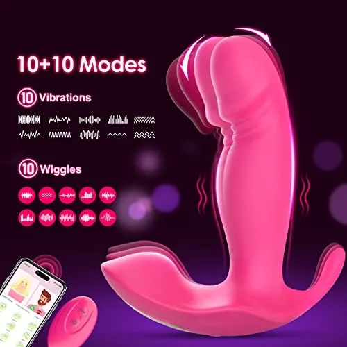 Wearable G Spot Dildo Vibrators Adult Sex Toys for Women or Men, App Remote Control Panty Clit Mini Vibrator with 10 Quickly Wiggling & Vibrating Modes Vibrating Panties Quite Rose Dildos Sex Machine