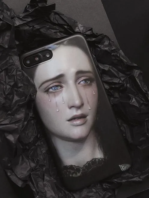 Weeping Mary Artsy Black iPhone Case