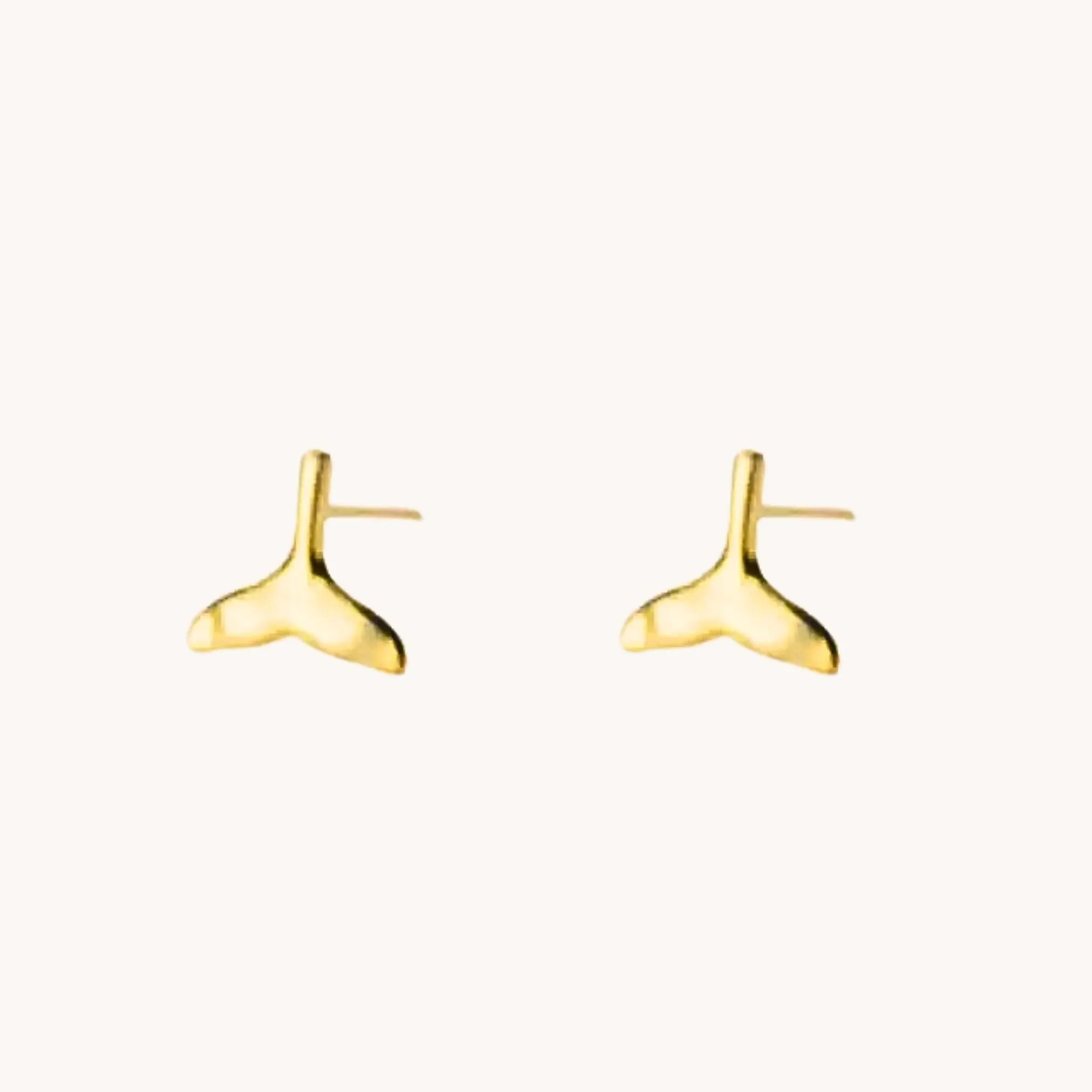 Whale Tail Gold Stud Earrings