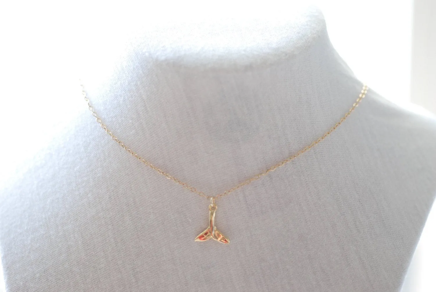 Wholesale Gold whale tail necklace - whales tale - whale tail necklace, dolphin tail